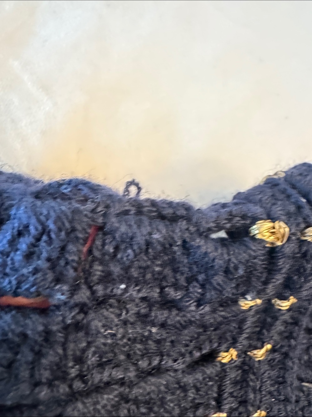 EUC! Lyell Elizabeth Street Navy Crocheted Knit Vest with Gold Accent, sz M - Picture 9 of 10